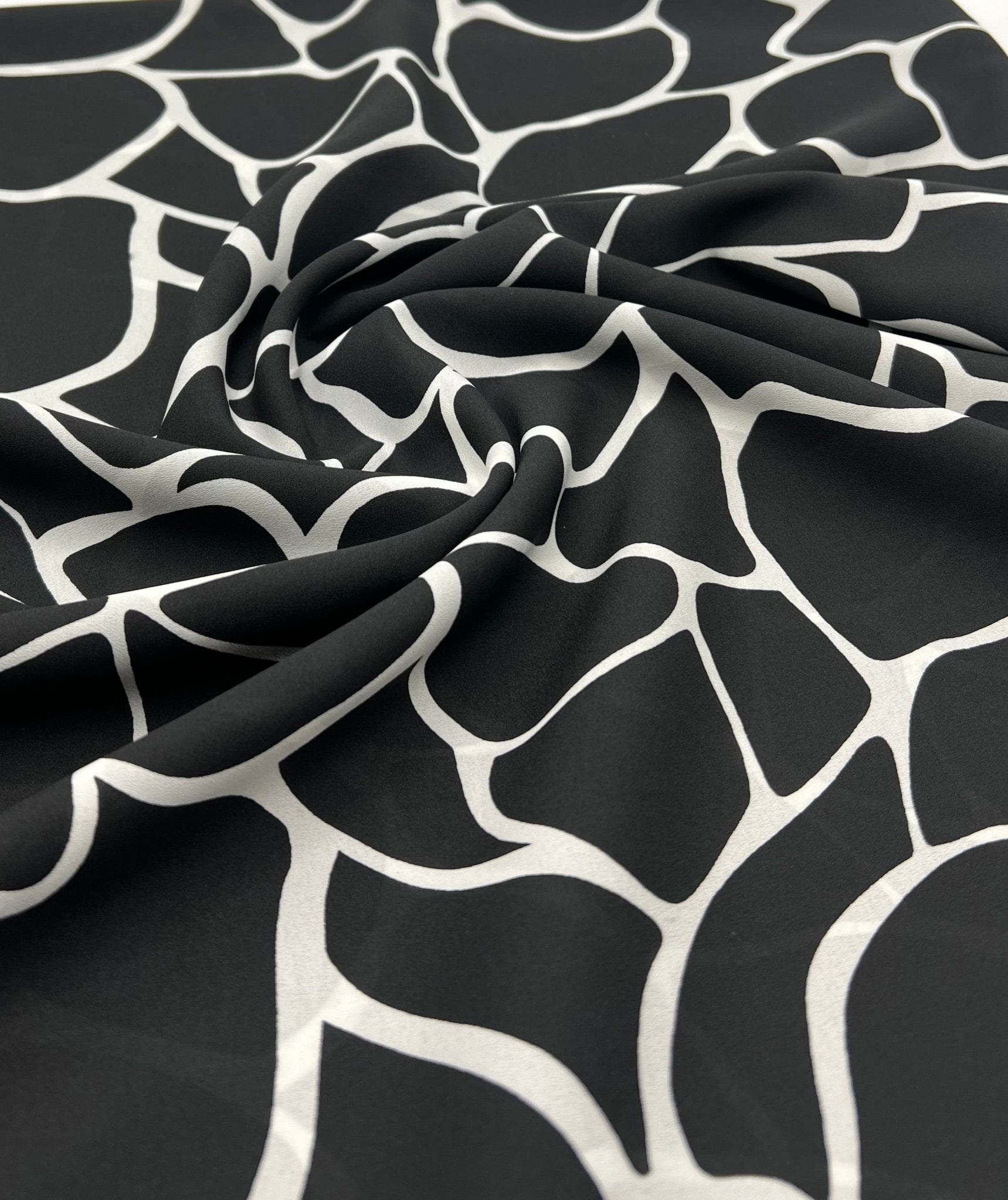 Black White Patterned Printed Chiffon Dress Fabric - T9 Fabrics